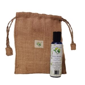 sweet almond oil with burlap bag 