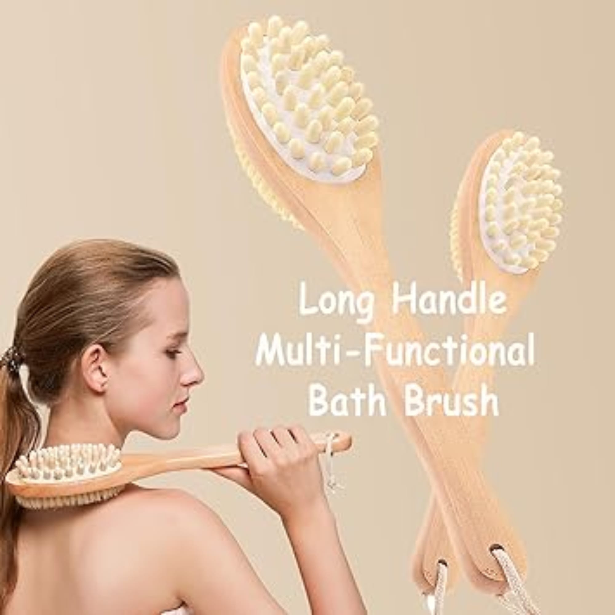go nature y dual sided shower brush massager, long handle for spa at home go nature y dual sided shower brush massager, long handle for spa at home